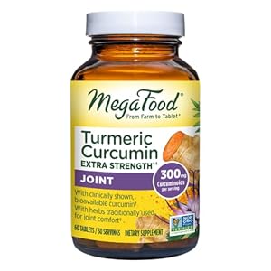 MegaFood Turmeric Curcumin Extra Strength – Support Joint Health for Men & Women with Black Pepper, Devil’s Claw & Boswellia – Gluten Free, Vegan & Made with Dairy & Soy – 60 Tabs (30 Servings)
