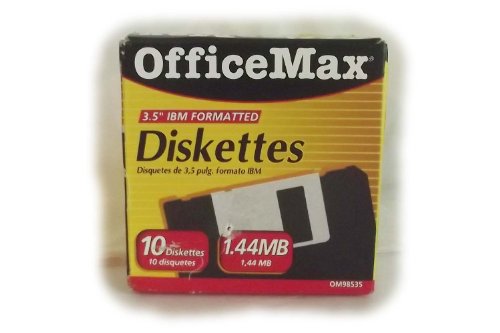 Officemaxm - Office Max 3.5 Diskettes IBM Formatted 10/Pack 1.44MB OfficeMax 3.5" Diskettes