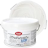 Viva Decor Strukturpaste fein 3,8 kg - weiß - Texture Paste für Mixed Media und Impasto Techniken, Modellierpaste Leinwand, Spachtelmasse Acrylmalerei, Acrylpaste für strukturierte Kunstwerke