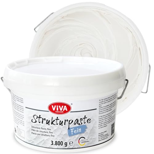 Viva Decor Strukturpaste fein 3 8 kg - weiß - Texture Paste für Mixed Media und Impasto Techniken Modellierpaste Leinwand Spachtelmasse Acrylmalerei Acrylpaste für strukturierte Kunstwerke