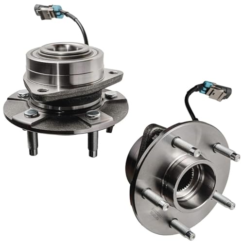 Image of Detroit Axle - 6PC Both Front Wheel Bearing Hubs and Disc Brake Kit Rotors | w /Ceramic Pads Replacement for 2005-2006 Chevy Equinox - [2002-2007 Saturn Vue] - 2006 Pontiac Torrent - w /ABS