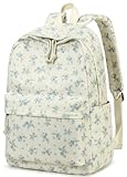 BTOOP Mochila escolar para adolescentes, grande, de veludo cotelê, leve, para meninas, meninos, casual, colegial, faculdade, mochila, Flor azul 213, Medium, Mochilas Daypack