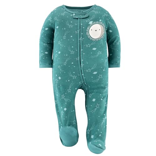The Peanutshell Baby Sleepers for Boys or Girls Set of 3 - Soft Cotton Unisex Footed Pajamas for Newborns - Celestial3