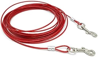 Beirui Premium Red 10' Dog Tie-Out Cable - Heavy Duty Dogs Chain Leashes - Perfect Pets Lead for Small & Medium Size