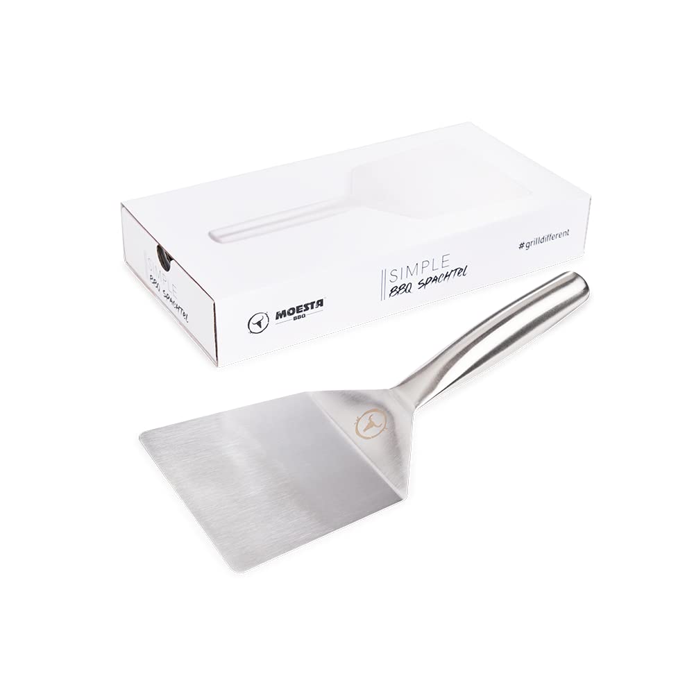 Moesta BBQ 19504 Simple BBQ Spachtel - 58 cm - aus Edelstahl für Feuerplatten-Grills - Barbecue Zubehör zum Burgergrillen