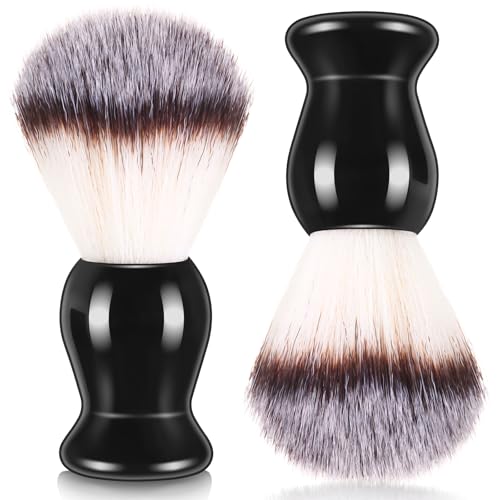 Newtay 2 Pcs Shaving Brush for Men, Hard Wood Handle, Black, Classic