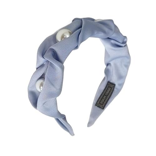 KAJYLFAST Satin Pleated Pearl Headband Sweet Hairpin for Women Hair Accessories Clips