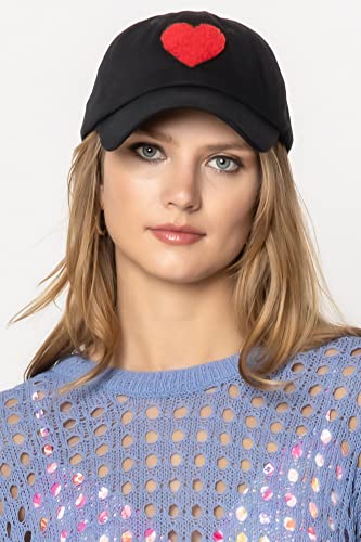 Scarvesme Women Heart Applique Distressed Baseball Cap Red #TOP1