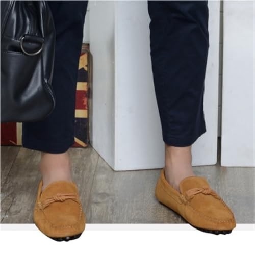 Mens Loafers Slip On Suede Round Toe Breathable Lightweight Casual Shoes Flexible Sole Resistant Rope Tie Party Dress Shoes2