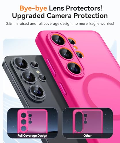 Image of CANSHN Designed for Samsung Galaxy S26 Ultra Case (6.9 inch), Upgraded [Full Camera Protection] [Compatible with Magsafe] [Translucent Matte] Shockproof Protective Phone Cover, Hot Pink