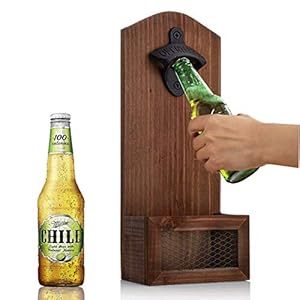 Mengger Wandmontage Flesopener Bier Soda Cap Catcher Creatieve high-end houten vintage voor Bar Kitchen Home Deck Patio