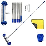 Schrubber mit Stiel,Reinigungsbürste Verstellbar,194 cm,Poolbürste Edelstahlrohr,Schraub-Aufsatz,Boden-Scheuerbürste mit harten Borsten,zur Reinigung von Fliesen für Bad,Küche,Garage, Terrasse, Wanne