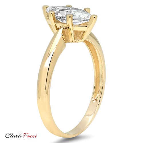 1.0 Ct Marquise Brilliant Cut Simulated Diamond Cz Solitaire Engagement Wedding Ring 14K Yellow Gold, Size 6 #TOP4