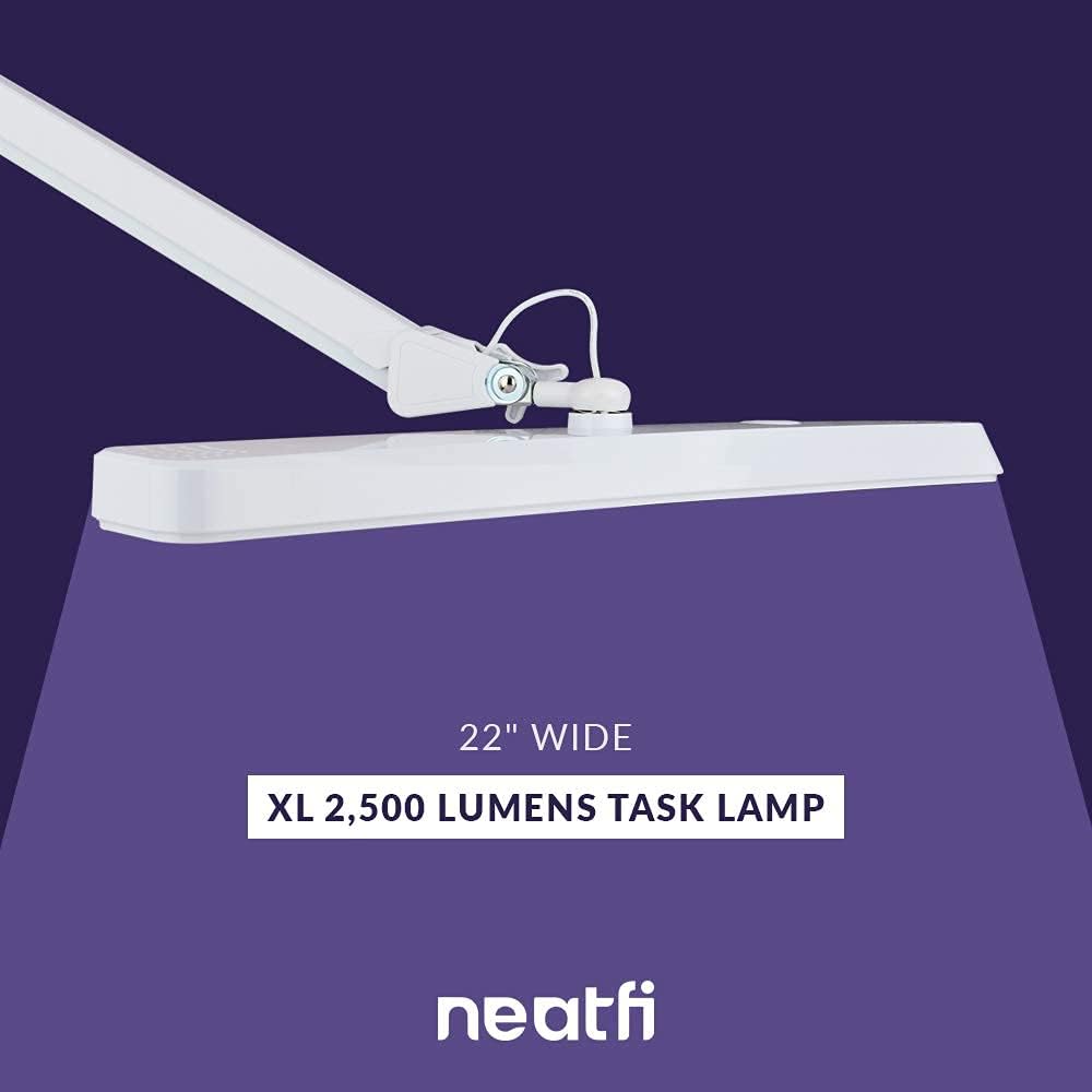 Lіmіtеd Dіѕсоunt (New Model) Neatfi XL 2,500 Lumens LED Task Lamp with Clamp, 30W Super Bright Desk Lamp, 162 Pcs SMD LED, 22 Inches Wide Lamp, Table Clamp LED Light, Eye-Caring LED Lamp (White)