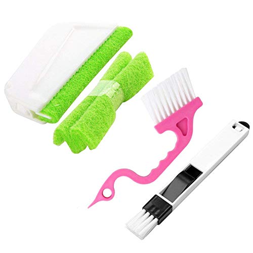 Trycooling 3-in-1 Multi-Functional Cleaning Brushes (Window Groove Brushes+Dustpan Brushes+Orbit Brushes) Hand-held Groove Gap Cleaning Tools (Random Color)