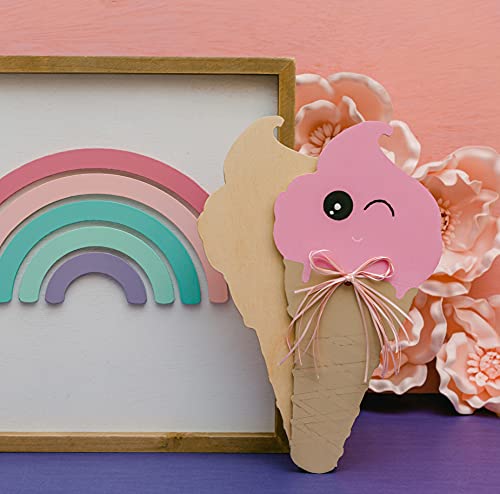 Unfinished Wooden Ice Cream Cone Cutout, 12", Pack Of 1 Wooden Shapes For Crafts And Summer & Beach Decor And Crafting, By Woodpeckers #TOP3