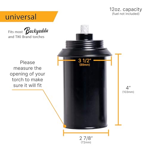 Torch Replacement Canisters (12 oz). Compatible with Tiki Torches. Easy Fill Opening. 4-Pack Standard Metal (Without Caps) - Image 4