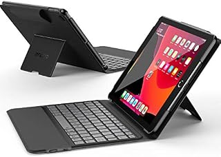 Infiland Keyboard Case for iPad 7th Generation 10.2 inch 2019, Muilti-Angle Folio St