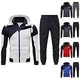 Herren Jogginganzug Baumwolle Winter Trainingsanzug Herren Lang Sportanzug Jungen Spleißen Trainingsanzug Tracksuit Set für Männer,Jogginghose Herren,Freizeitanzug Men's Sportswear,Hausanzug Kuschelig