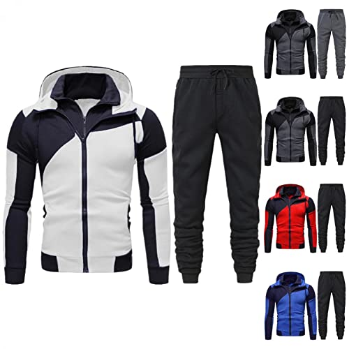 Herren Jogginganzug Baumwolle Winter Trainingsanzug Herren Lang Sportanzug Jungen Spleißen Trainingsanzug Tracksuit Set für Männer,Jogginghose Herren,Freizeitanzug Men's Sportswear,Hausanzug Kuschelig Cover