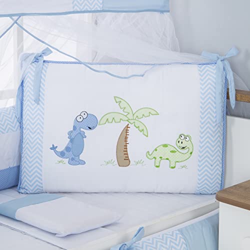Kit Berço Menino Dinossauros Azul Bebê 10 Peças