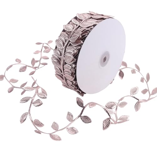 Rose Gold Leaf Ribbon 40Yards Leaves Trim Rope Artificial Leaf Ribbon for Garland Gift Wrapping Party Wedding Home Decorations