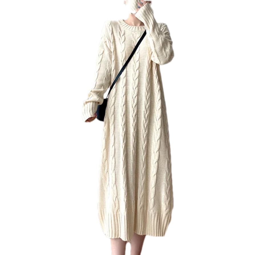 Maglione da donna autunno inverno intrecciato lavorato a maglia tinta unita O-collo allentato casual maglioni caldi