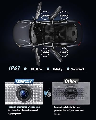 Image of Car Door Lights Logo Projector Puddle Lights Compatible with Range Rover Accessories, No Fade 4K-HD Car Welcome Lights(4 Pack, Dual Plug)