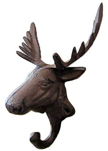 Coat Hat Hook Cast Iron Moose Head 3D Rustic Antique Style Hangers 6.5 X 4 Inch #TOP2