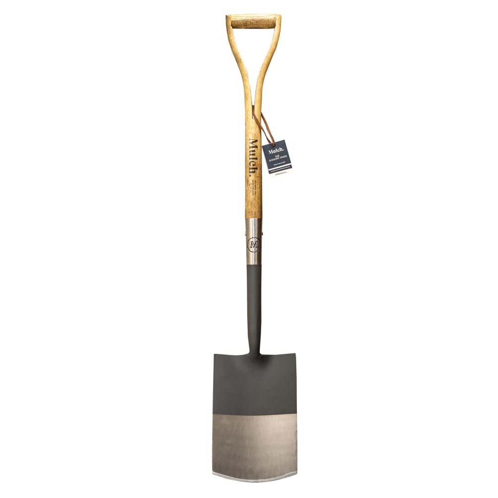 Mulch Carbon Steel Garden Digging Spade Wooden Handle Graphite Grey Finish
