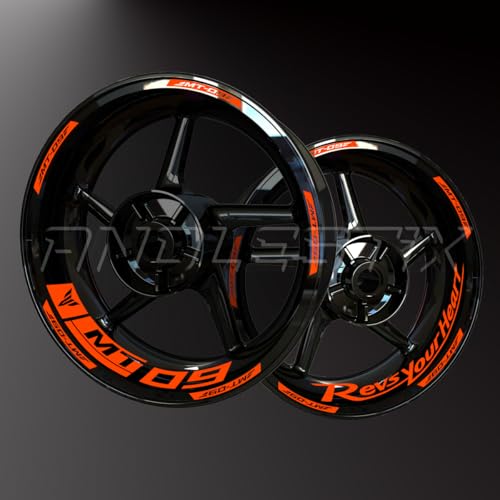 Réfléchissantes Stickers en Vinyle pour Bord de Jantes de Moto, Autocollants Stickers Kit pour Yamaha MT09 MT-09, Bandes Jantes Moto Complet pour 2 Roues...