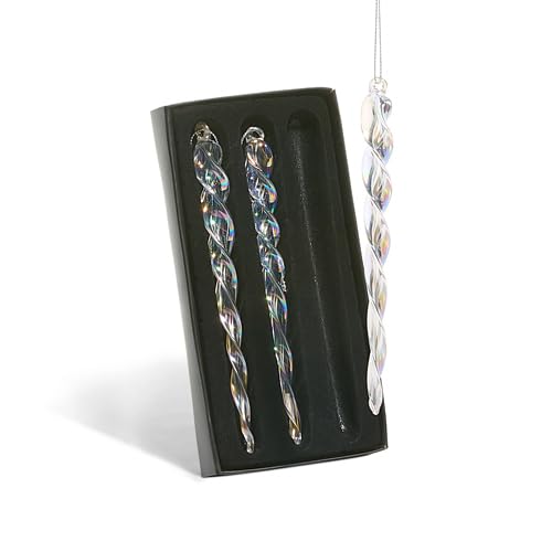 Stalactites de Noël en verre irisé RAZ Imports suspension sapin transparente 15 cm