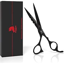 Bossman Professional Barber Scissors - 5.5 inch - Black Stainless Steel Hair Shears - Beard and Mustache Scissors for Men - Barber Shears for Hair Cutting and Trimming