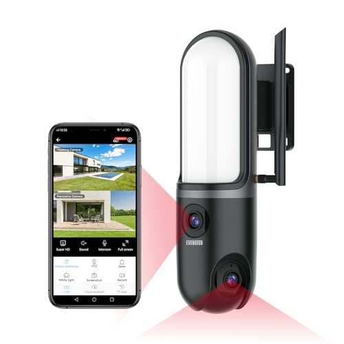 EVERSECU Dual Lens Waterproof Wall Light Camera