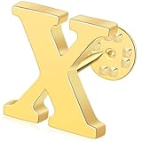 Initial Letter Lapel Pins for Men Women Personalized Name Brooch Pins for Men Suits Hats Metal Button Pins Gold X