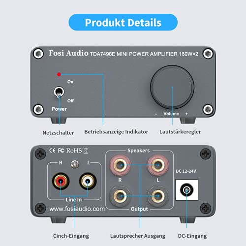 Fosi Audio TDA7498E Stereo-Verstärker mit 320 Watt Leistung