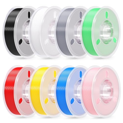 Image of RAMBERY 500gx8 PLA+ Filament Bundle 1.75mm, 8 Colors PLA Plus 3D Printing Filaments Dimensional Accuracy + /- 0.02mm, 8 Pack 500g Spools, Black /White /Red /Yellow /Gray /Blue /Pink /Mint Green