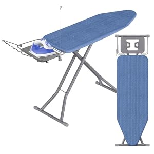 SONGMICS Bügelbrett, 122 x 38 cm Bügelfläche, höhenverstellbar, klappbar