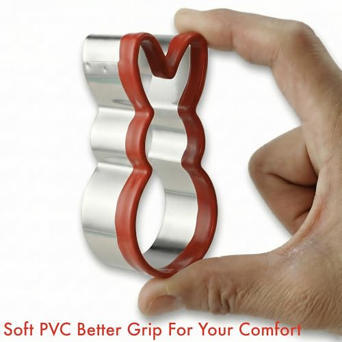 3-Piece Easter Fun Cookie Cutters, Easter Bunny, Egg and Carrot,Heavy Duty Food-Grade Stainless Steel,Unique Design with Protective Red Top PVC by COOKIEQUE - Image 5