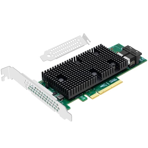 Buacoz 8 Port PCIe 3.1 x8 SAS/SATA Controller with U.2 NVMe Support - 12Gb/s SFF-8643 Host Adapter Card for SSD, HDD, and Storage Drives Expansion Card