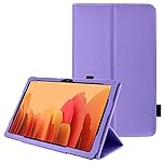 TECHGEAR Leather Case for Samsung Galaxy Tab A7 10.4" (SM-T500 / T503 / T505 / T509) Premium PU Leather Slim Folio Stand Smart Case Cover with Hand Strap, Auto Sleep/Wake [Purple]