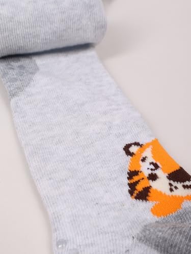 CiuchCiuch Krabbelstrumpfhosen 3er-Pack – Drei Stück – Dreifacher ABS – Rutschfestes Material – Für Kinder – Babys – Mädchen – Jungen - 75% Baumwolle - Jungen Tiger, Größe 80-86