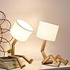 Robot Cute Desk Lamp Set of 2, Wooden Bedside Table Lamp Unique Fun Robot Lamp Quirky Cool Lamp for Home, Kids Room, Living Room, Coffee Shop, Adjustable Lamp Body
