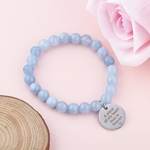 Partner Memorial Bracelet Gift Sympathy Gift A Piece Of My Heart Lives In Heaven Loss Of Loved Ones Jewelry Gift (Sea Treasure Blue) #TOP1