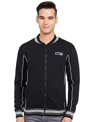 Image of The Indian Garage Co Black Regular Fit Colourblocked Long Sleeve Zipper Sweatshirt