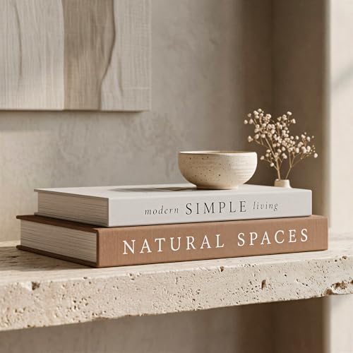 Beautiful Decorative Books - Set of 2 Boxes Enhance Your Coffee Table, Bookshelf or Mantel Shelf Decor - Aesthetic Fake/Faux Books for Modern Home Decoration, Photo Storage and as a Keepsake Box