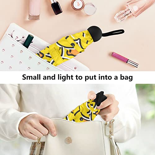 Jhkku Cute Yellow Rubber Duck Mini Travel Umbrella, Small Compact Portable Umbrella For Sun And Rain, Windproof Parasol With 95% Uv Protection For Women Kids #TOP4
