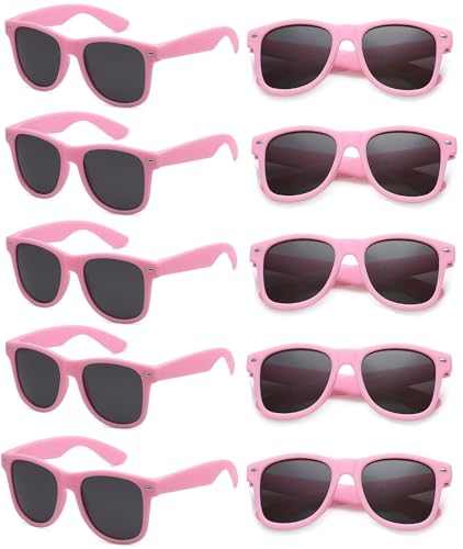Eyegla Pink Sunglasses Bulk Party Sunglasses Pack 80s Shades Eyewear Set UV Protection Sun Glasses for Men Women-10 Pack