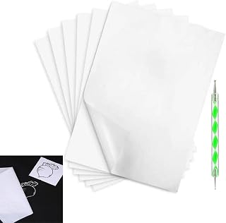 50 Sheets White Carbon Paper Graphite Paper Transfer Tracing Paper with 1 PCS Embossing Stylus Dotting Tools (8.3" x 11.6")