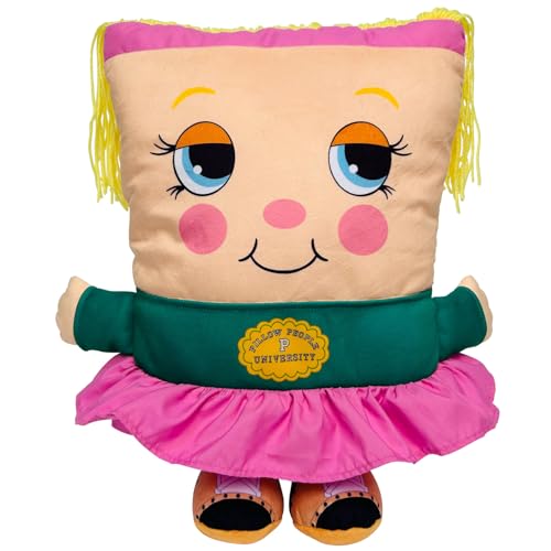 Pillow People: Jill College Plush - 2-in-1 Toy & Pillow, 80's Nostalgic Plush Pal Reimagined, Stuffed Rectangular Character, Cozy Nap & Play Design